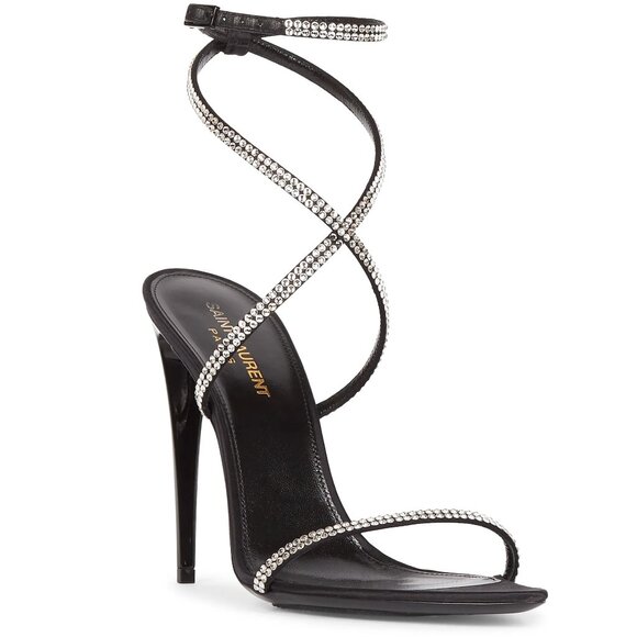 NIB Yves Saint Laurent Georgia In Crepe Satin With Rhinestones, Sz 39 $1390 MSRP - Picture 1 of 7